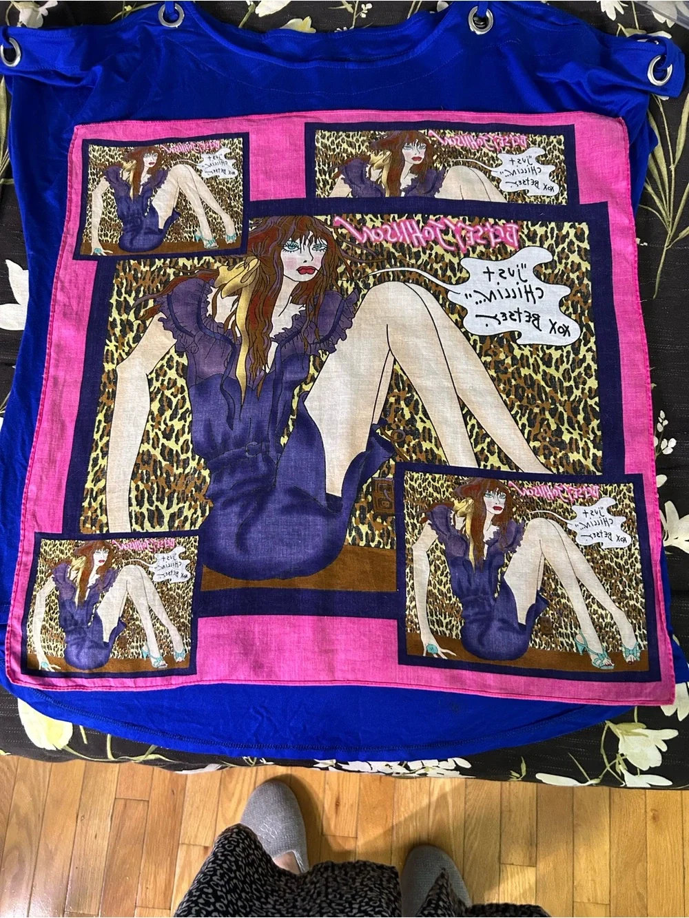 Betsey Johnson Purple  & Pink Graphic Silk Scarf
